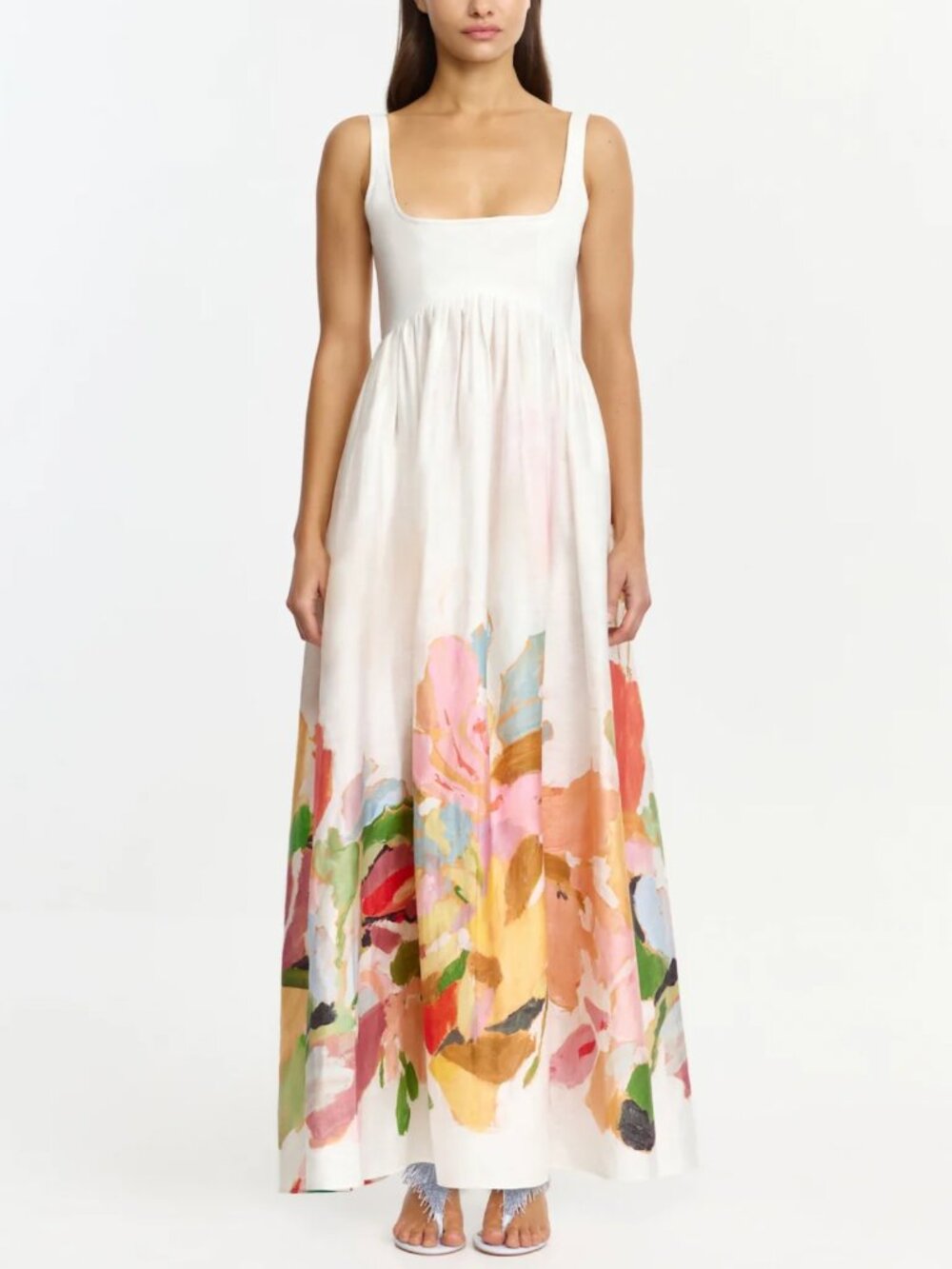 Acler Javaly Maxi Dress AU8/US4 Mixed Floral Blush Floral Party Lace Up